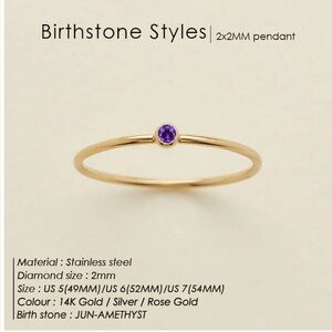 Dainty February Birthstone - Amethyst Purple and Gold - Size 6